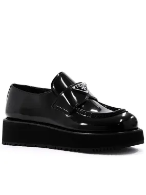 Brushed Leather Loafers Black