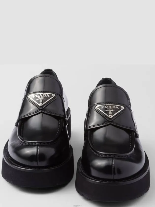 Brushed Leather Loafers Black