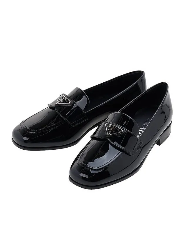 Brushed Patent Leather Loafers Black