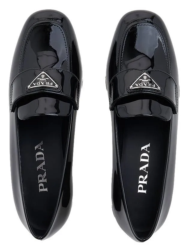 Brushed Patent Leather Loafers Black