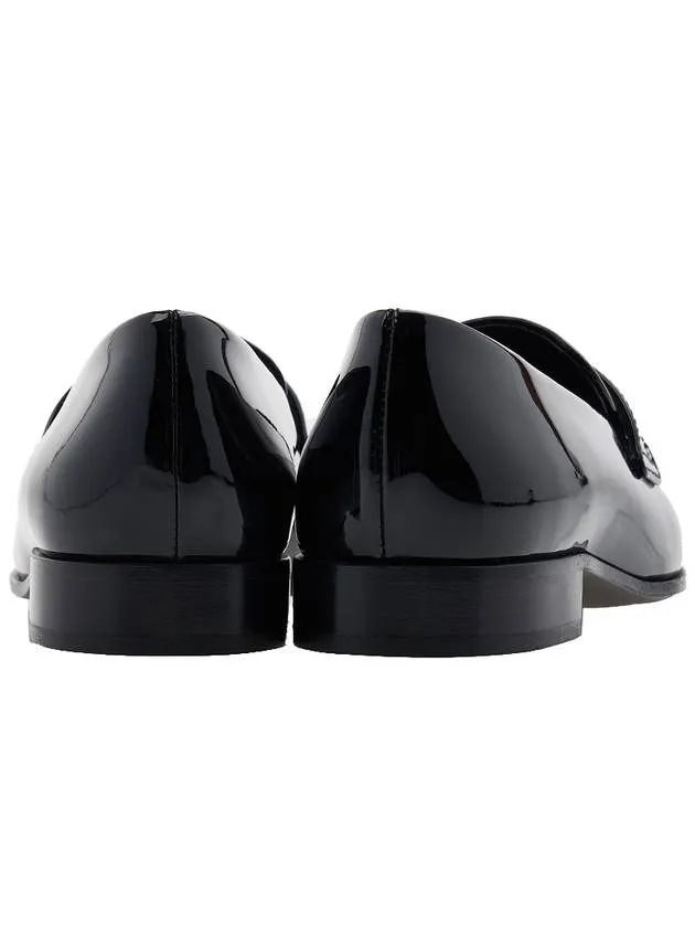 Brushed Patent Leather Loafers Black