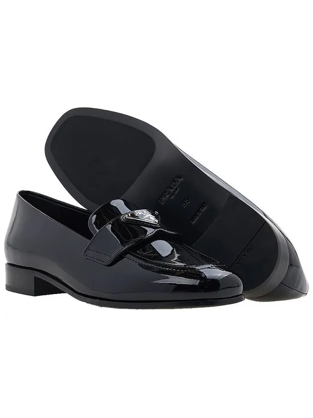 Brushed Patent Leather Loafers Black