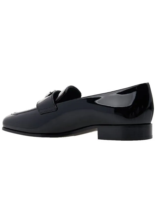 Brushed Patent Leather Loafers Black