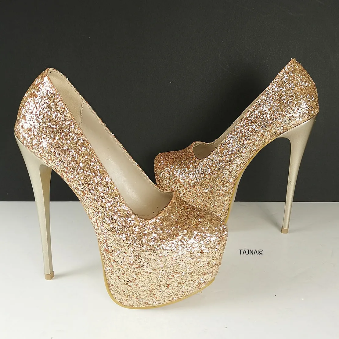 Gold Glitter Shiny High Heels