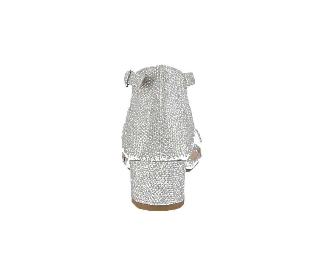 KID'S SHOES SILVER GLITTER HEELS DARCIE-1K