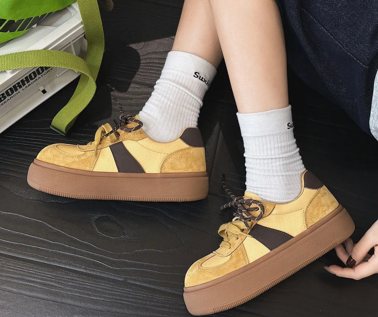 Retro Lace-Up Platform Shoes