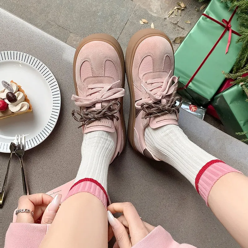 Retro Lace-Up Platform Shoes