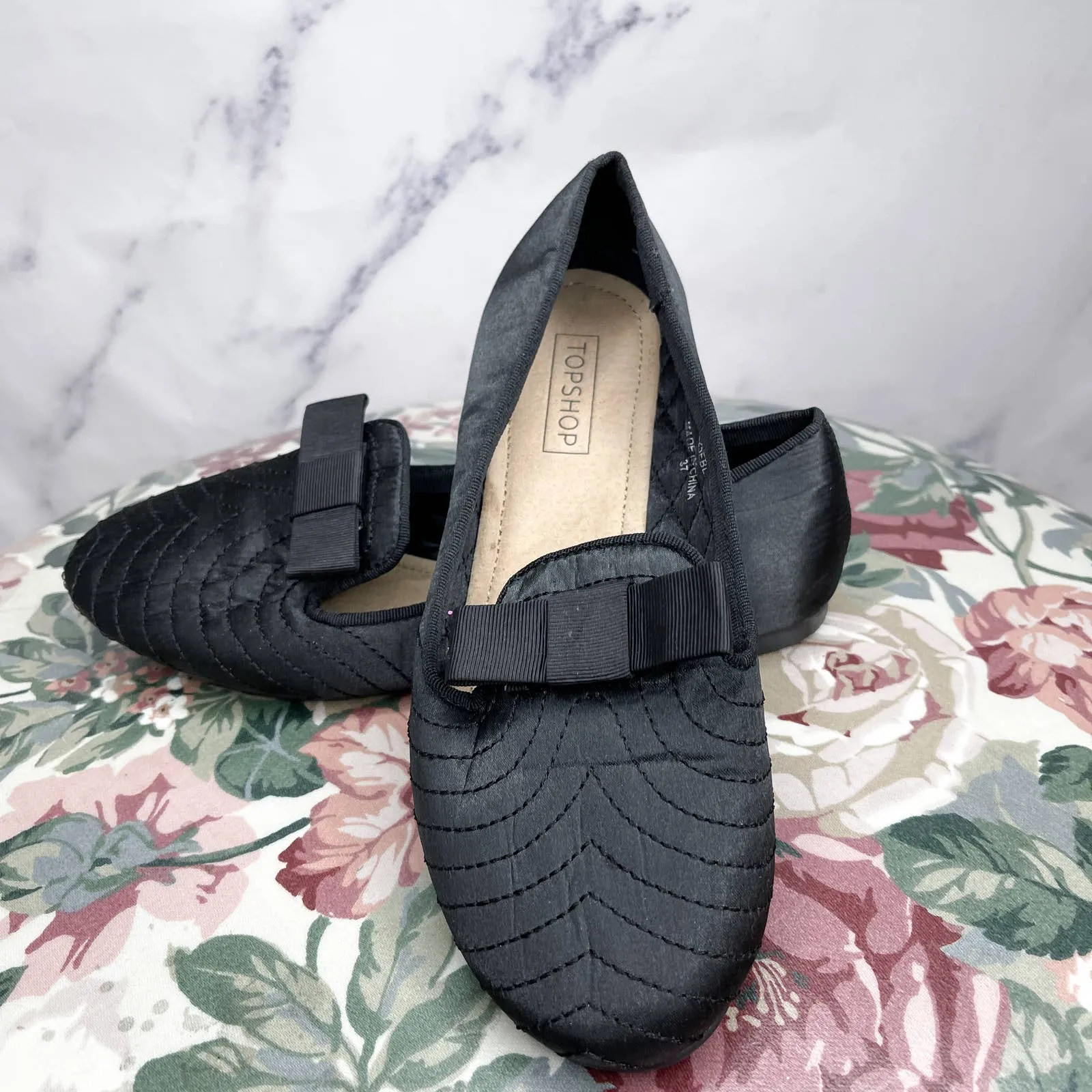Topshop | Black Silk Stitch Loafers | 37 (6)