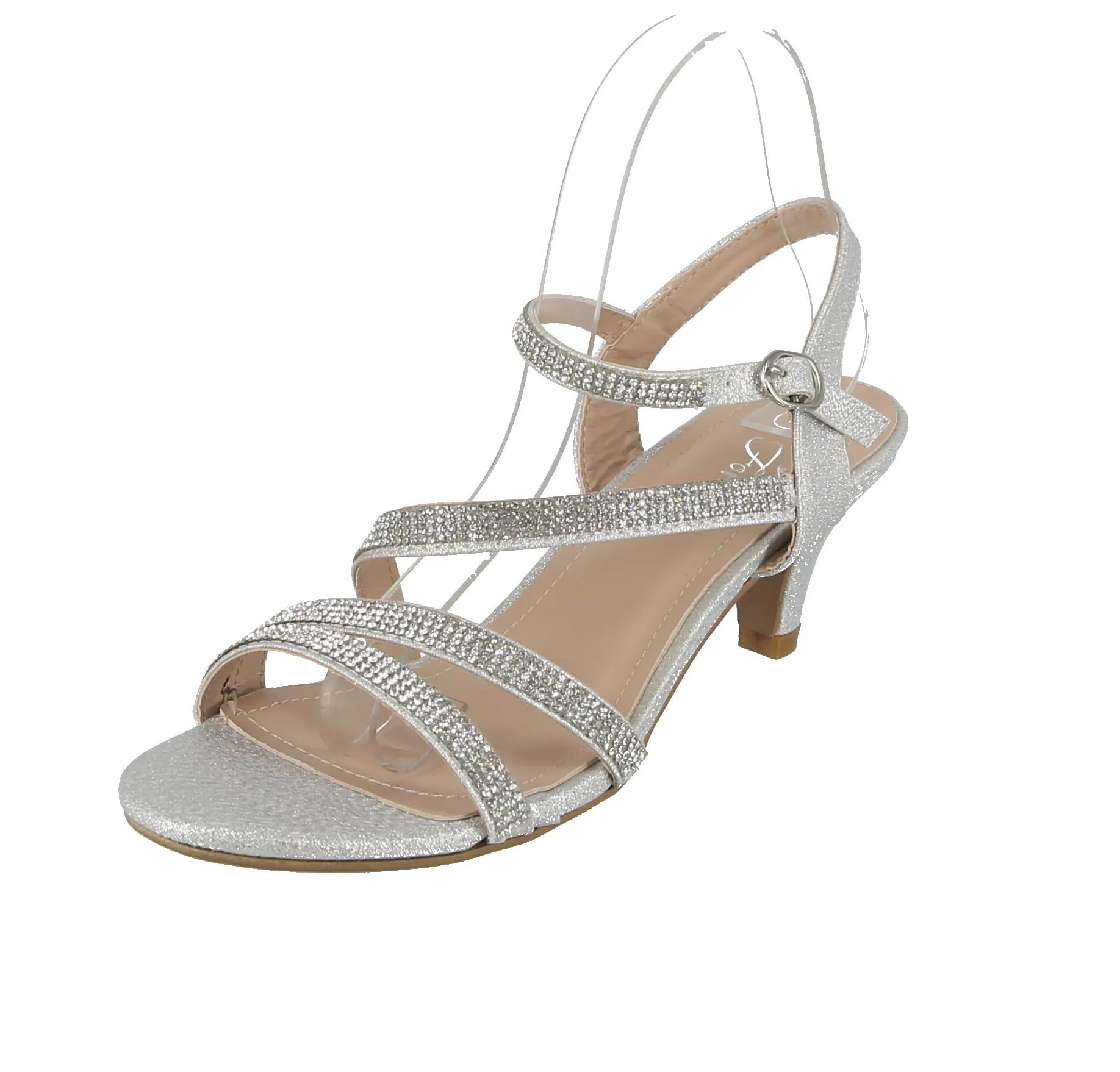 WOMAN'S SHOES SILVER GLITTER HEELS JEMMA-92